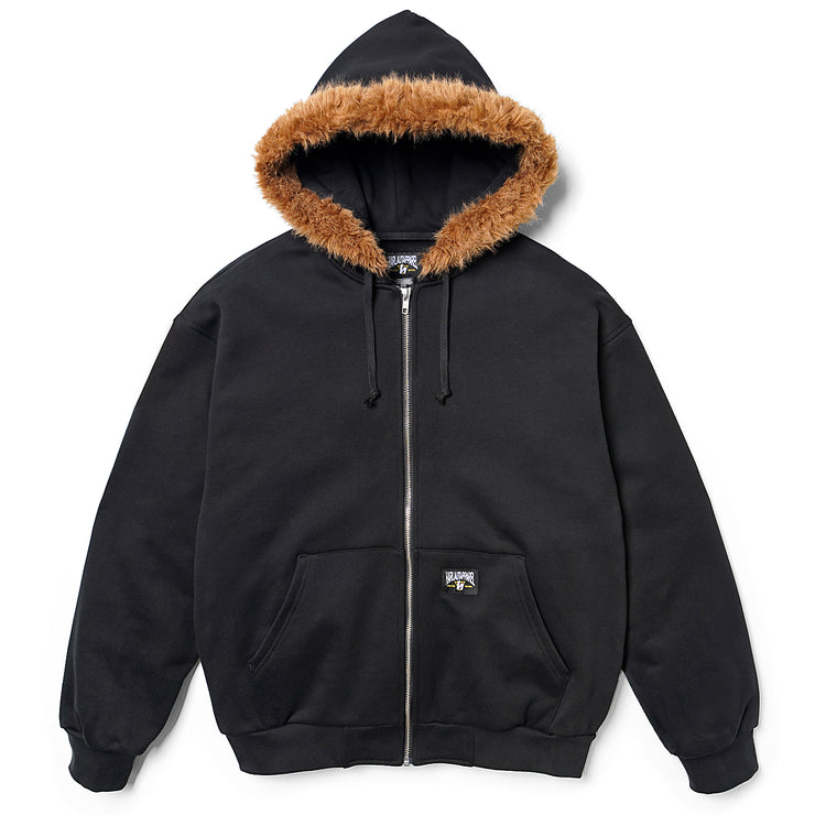 FAUX FUR ZIP HOODIE - BLACK – Harlaut Apparel - USA