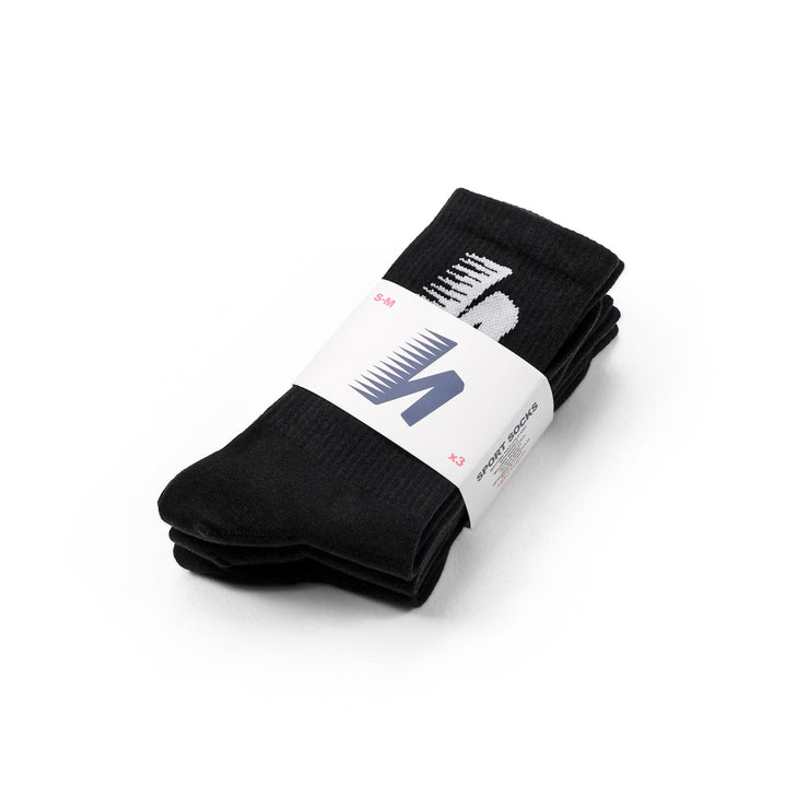 SPORTS SOCKS 3 PACK - BLACK
