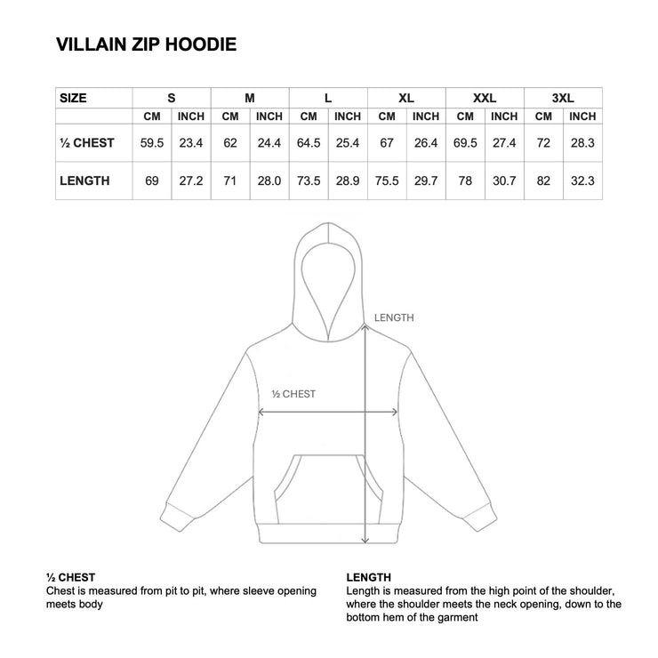 VILLAIN ZIP HOODIE - BLACK