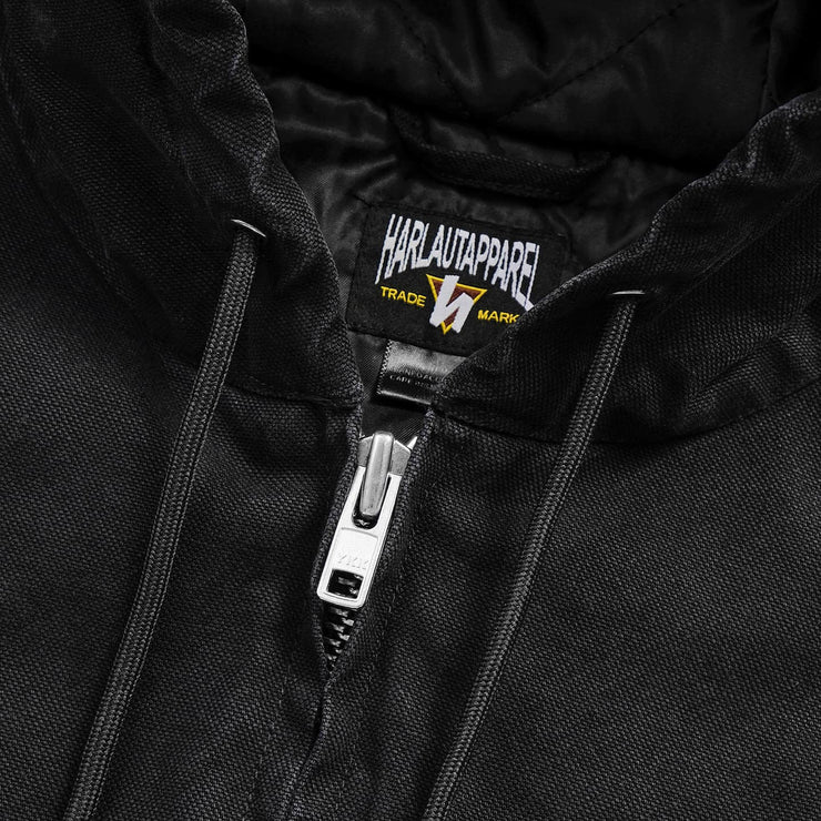 STUDDED CANVAS JACKET - BLACK