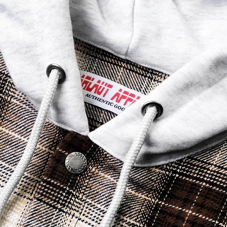 HOODED FLANNEL SHIRT - BROWN